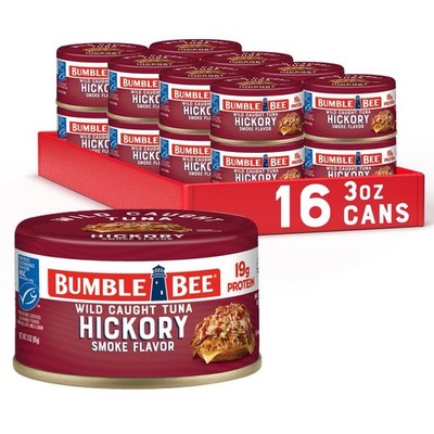 Bumble Bee Snackers - Hickory   Smoke Tuna, 3 oz Easy Open Can (Pack of 16)