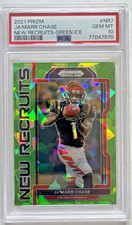 Ja’Marr Chase 2021 Prizm #NR-7 Green Cracked Ice New Recruit (RC) PSA 10 Bengals