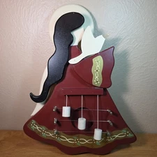 Vintage Christmas Wooden Angel Door Chime Harp Dove Folk Art Country Chic Wall