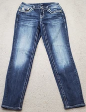 VIGOSS Faded Jeans Women's 6 Blue Heritage Fit Thick Stitch Embellished Pockets