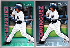 Jasson Dominguez Yankees Rookie 2020 Bowman Platinum Green Refractor /99 & Base