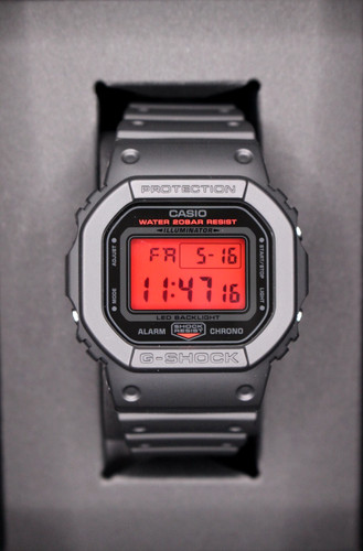 CASIO G-SHOCK DW-5600BBR-1JF BLACK AND BOLD RED Dial Square Gift Men Resin Watch
