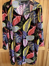 Attitudes by Renee Floral V Neck Tunic Women 2X  Stunning Bright Pattern