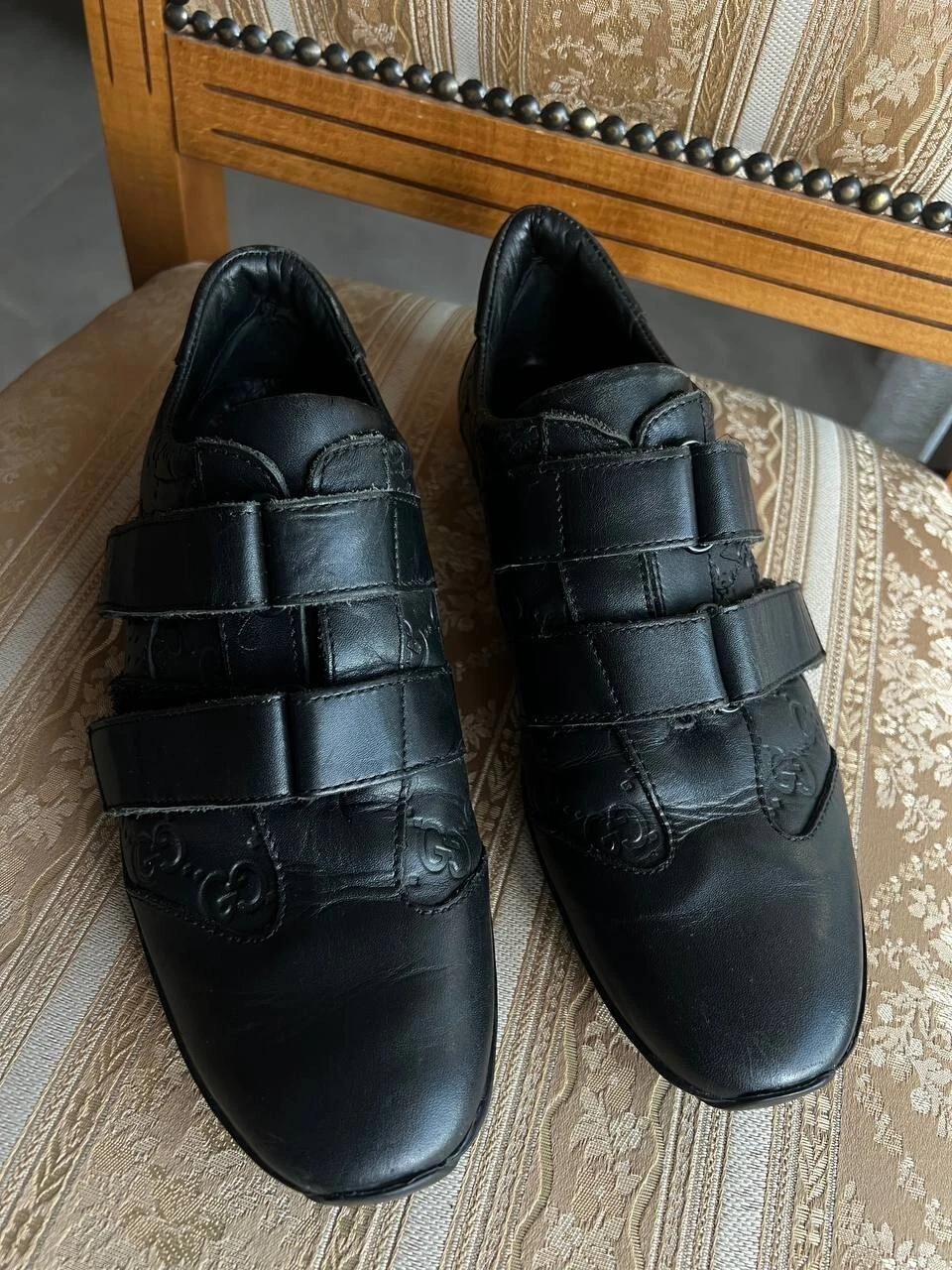 BASKETS BASSES NOIRES MONOGRAMME GUCCI GG MADE IN ITALY 121830 CUIR FEMME 37