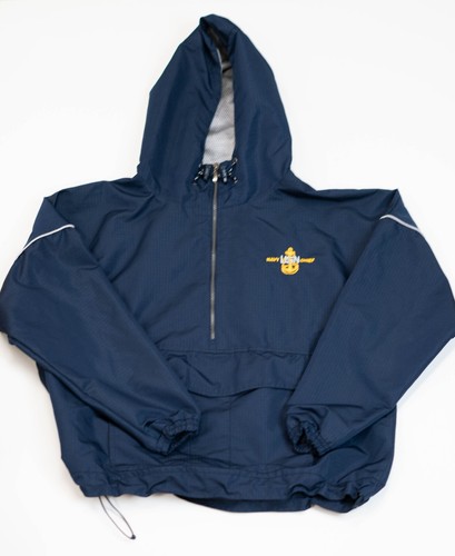 Vintage Navy Chief Dark Blue Yellow Windbreaker Jacket Size Large Embroidered - Picture 3 of 14