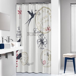 Extra Long Shower Curtain 72 X 78 Inch Sealskin Faro Nautic Print Fabric 8717821251260 Ebay