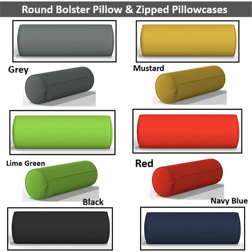 Bolster Pillow OR Pillowcase Round Shape Neck Back knee Support All Size 6 Color
