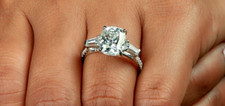 3CT Emerald Cut Lab Created Solitaire Engagement Ring 14k White Gold Plated