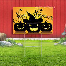 Halloween Yard Signs Decorations Outdoor with Stakes, Poly Bag Sign, Happy Hallo