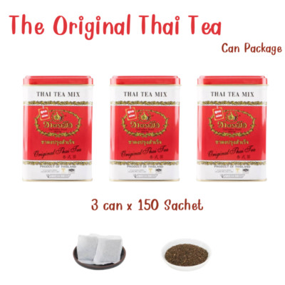 50 Sachet x3 Thai Tea Original recipe NumberOne Brand Drink hotclod can Package