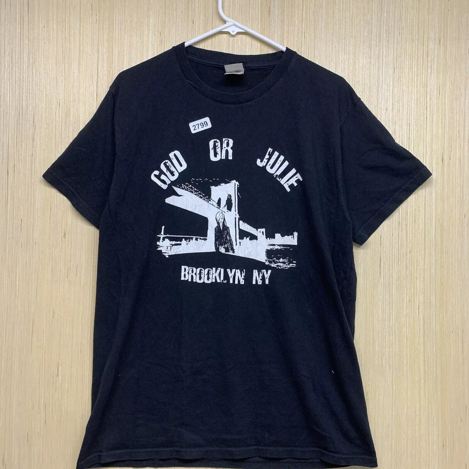 Vintage Jesus Shirt Adult Large Black Short Sleeve Mens Pullover 90s Brooklyn NY