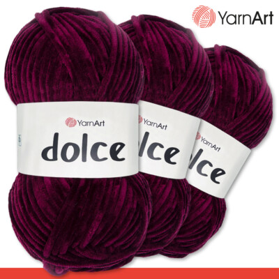 YarnArt 3 x 100 g Dolce Chenille Wolle Garn Stricken Häkeln Amigurumi 64 Farben