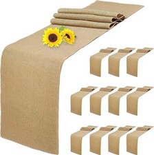 12 Pack Natural Burlap Table Runners, 12 x 72 Inch Rustic Jute 12 Pack 12x72inch