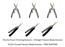 Piranha Pruner Trimming Scissors Titanium Blade - 3 Straight and 3 Curved Blades