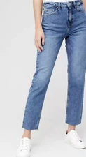 V by Very Short Premium High Waist Straight Jean Mid Wash Blue. Size 6x30 S. New