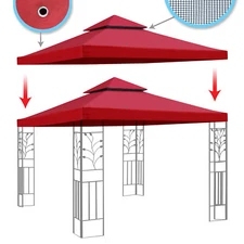 8'x8' Double Tier Gazebo Replacement Canopy Polyester Water-repellent Cover