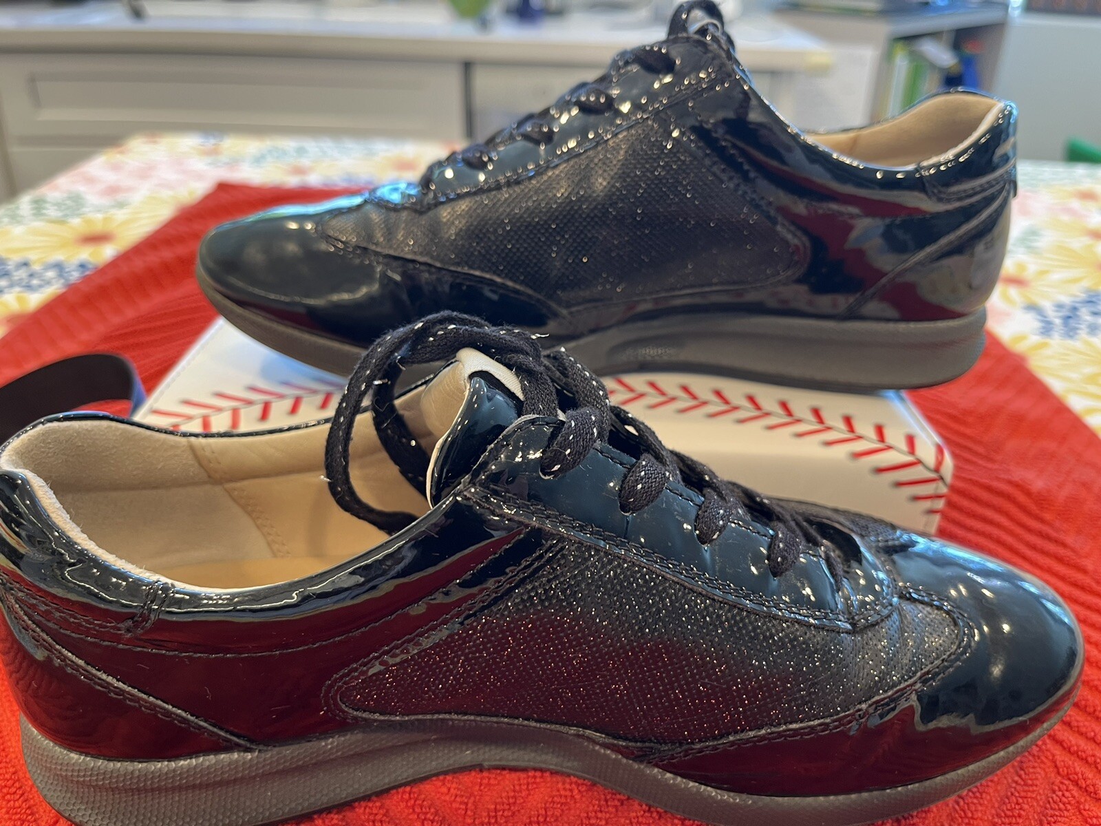 Ecco HydraMax Patent Golf Shoes Women Size 37 Black Lace Up Spikeless