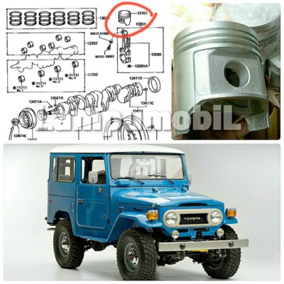 Toyota Land Cruiser 2F FJ40 75-85 Set of (6) Pistons & Rings Set