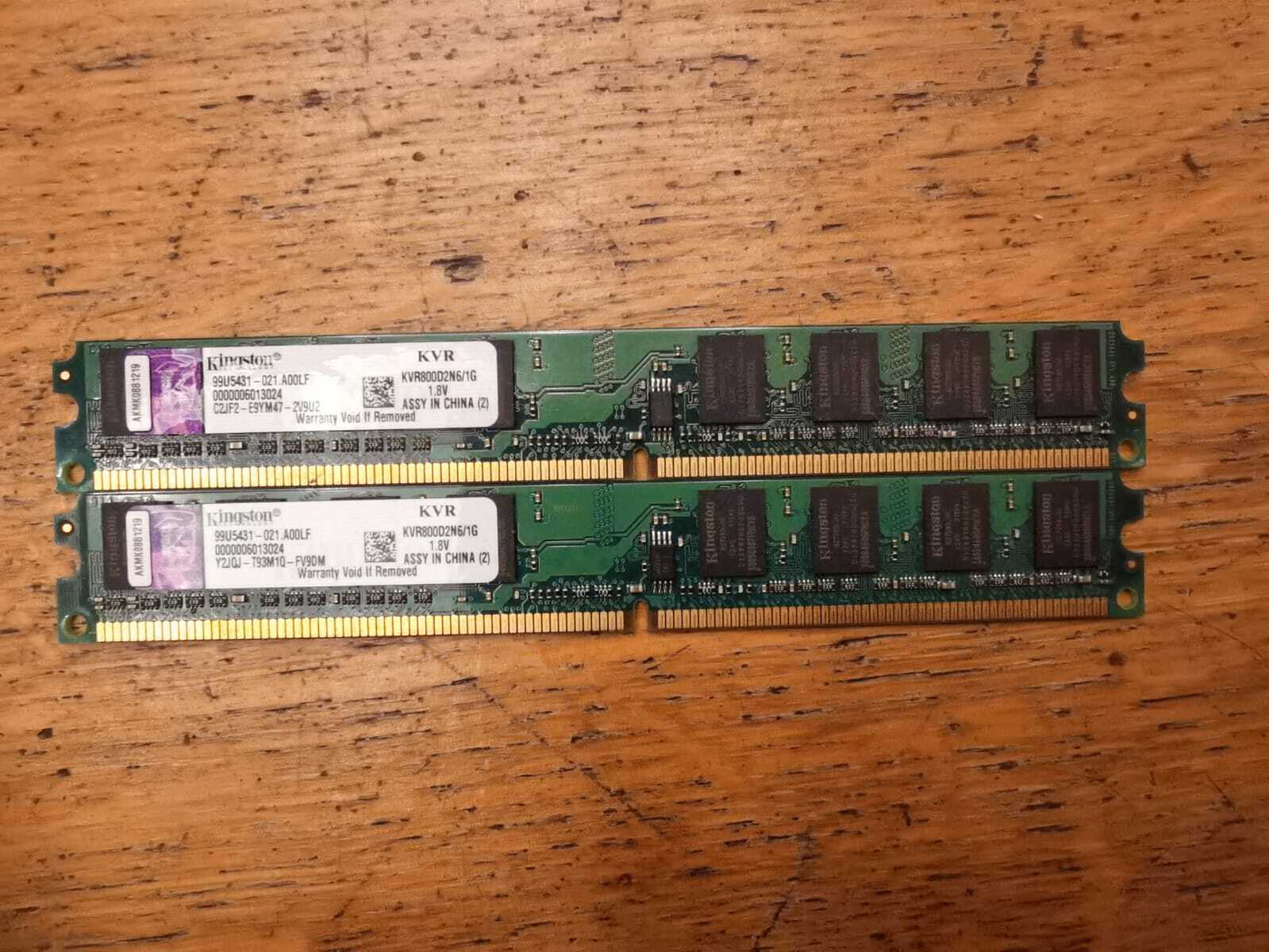 Kingston 2Gb (2x1Gb) RAM KVR800D2N6/1G 1GB 128M x 64-Bit DDR2-800 | eBay