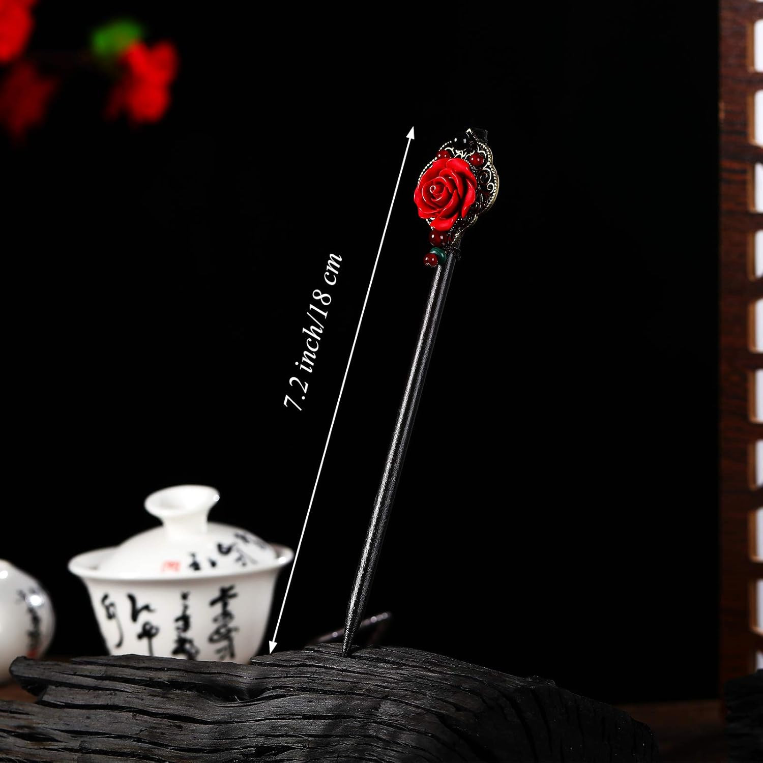 3 Pieces Chinese Hair Stick Japanese Retro Wooden Hairpin Flower Hair Chopsticks
