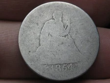 1854 P Silver Seated Liberty Quarter- Lowball, Heavily Worn, PO1 Candidate?