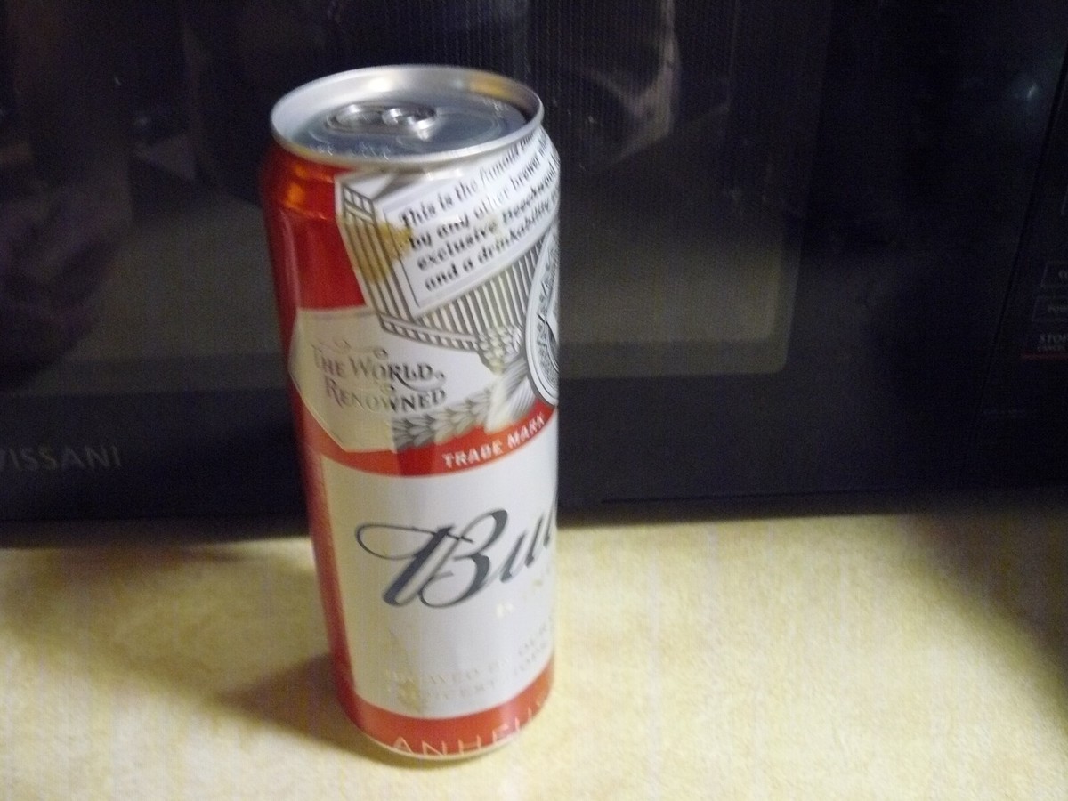 White/Blue/Red BUDWEISER 25 oz. Beer CAN ANHFUSER - Open