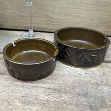 Pair Of Ceramic Handcarved Ashtrays