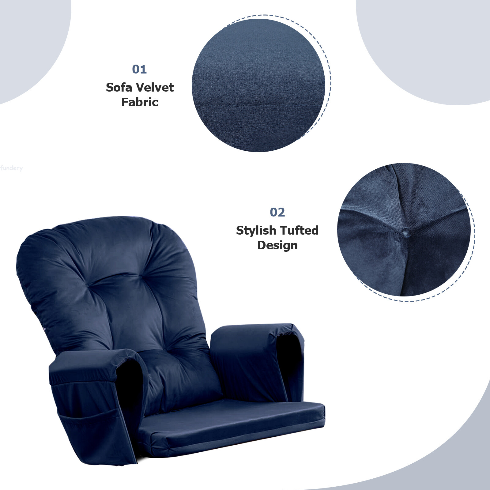 Glider Ottoman Replacement Cushions w/ Storage Velvet Washable for