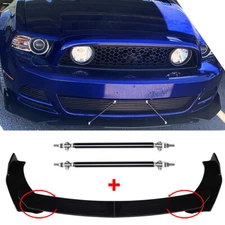 Front Bumper Lip Splitter Spoiler Strut Rods Body Kit for Ford Mustang 1996-2021