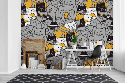 3D Cute Cat Seamless Wallpaper Wall Mural Removable Self-adhesive Sticker199