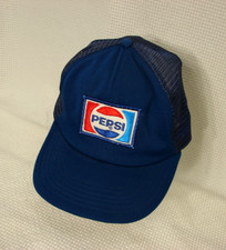 Vtg Pepsi Embroidered Patch Blue Mesh Snapback Hat Union Made in USA Flawed