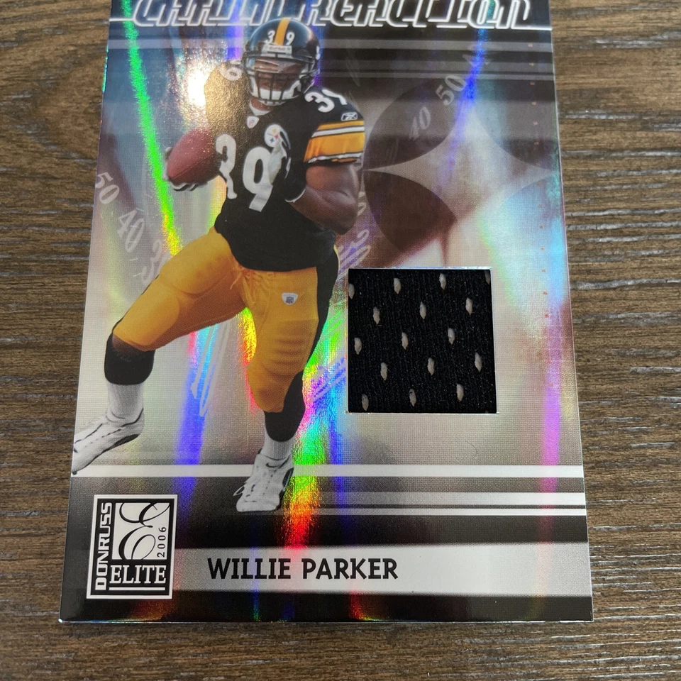 2006 Donruss Elite Willie Parker Chain Reaction Jersey Card /200 Pittsburgh NFL - Image 3 of 4