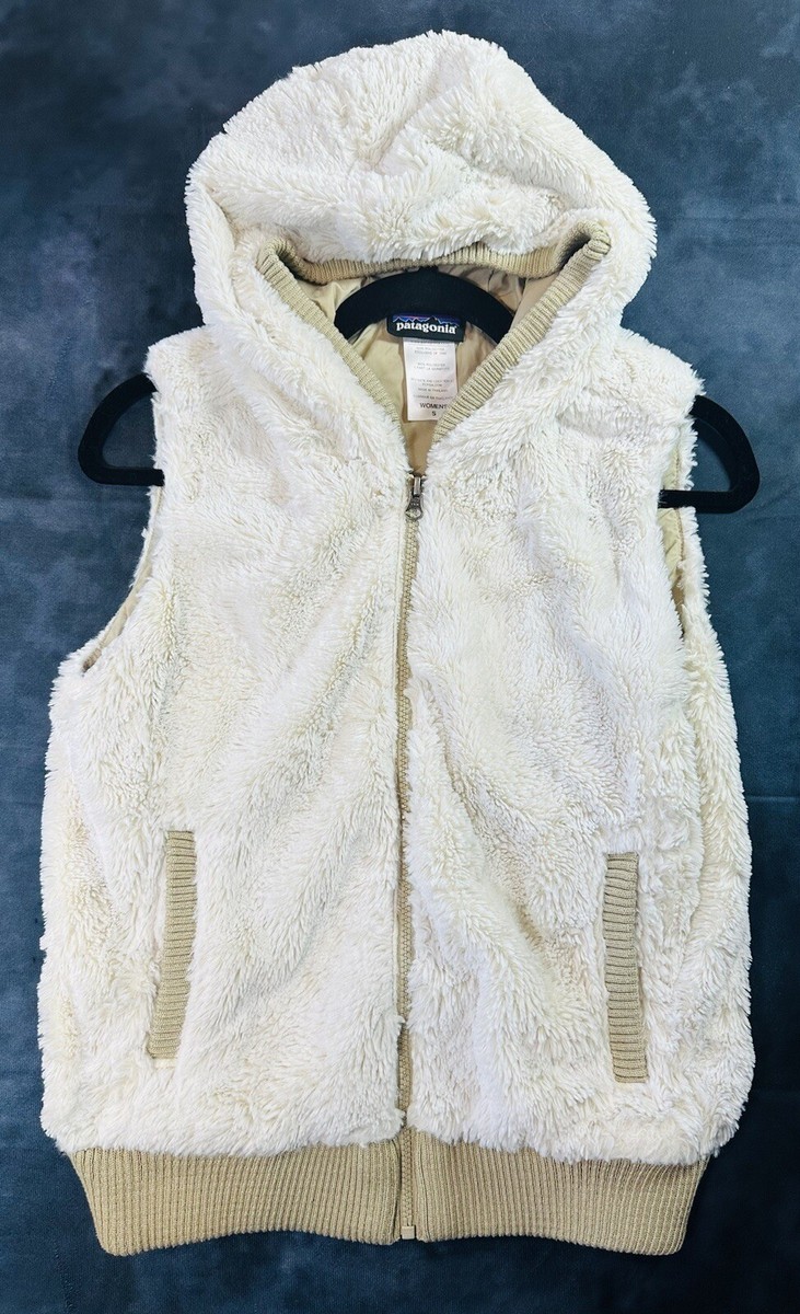 Patagonia Vest Womens S Beige Conejo Fleece Hooded Faux Fur Vest 90’s Ski  Style