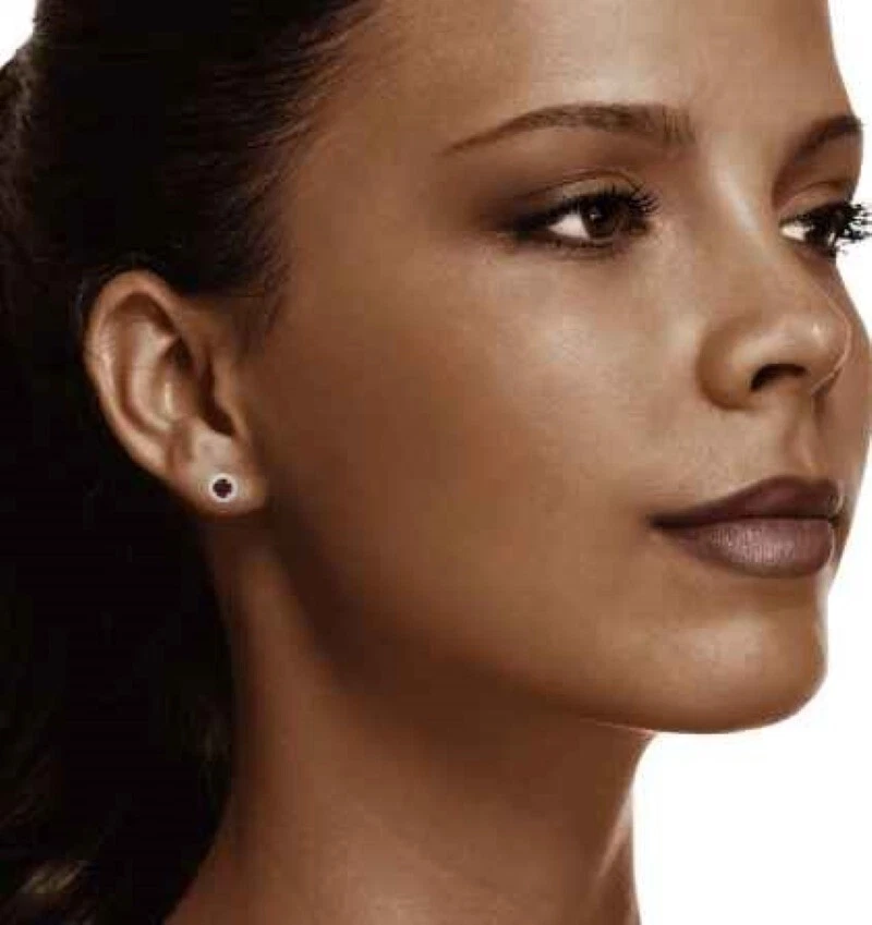 NIB - Helzberg Diamonds Natural Garnet and Diamond Sterling Silver Stud Earring - Image 3 of 4