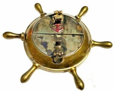 Antique brass wheel design Cigar Cigarette ashtray collectable Desk &gift item