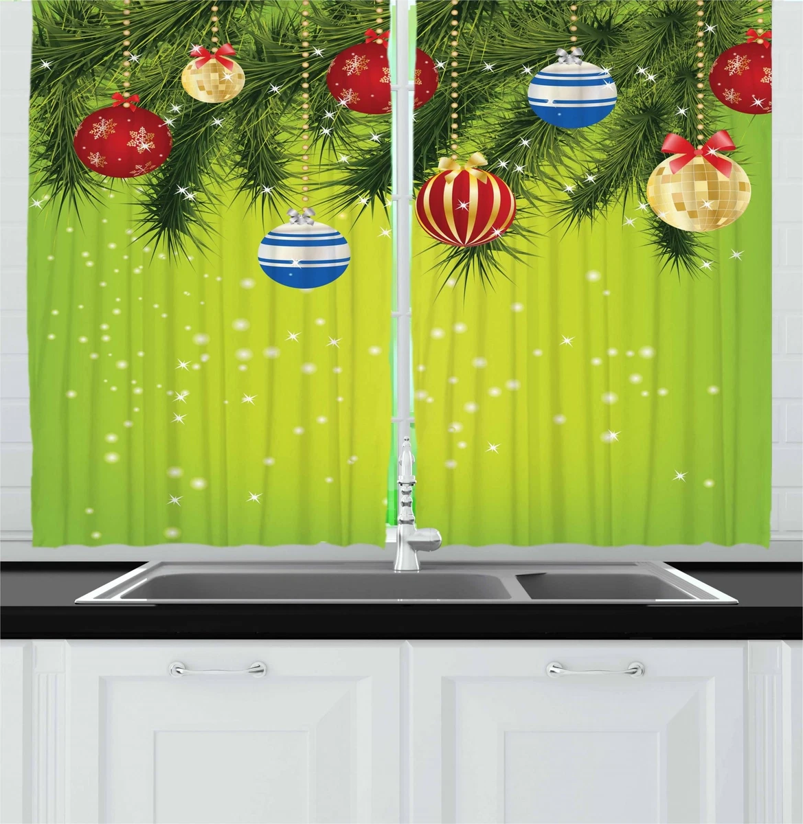 Christmas kitchen curtain deals