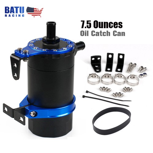 Blue Round Oil Tank Baffled Aluminum Oil Catch Can Resevoir Tank Kit ...