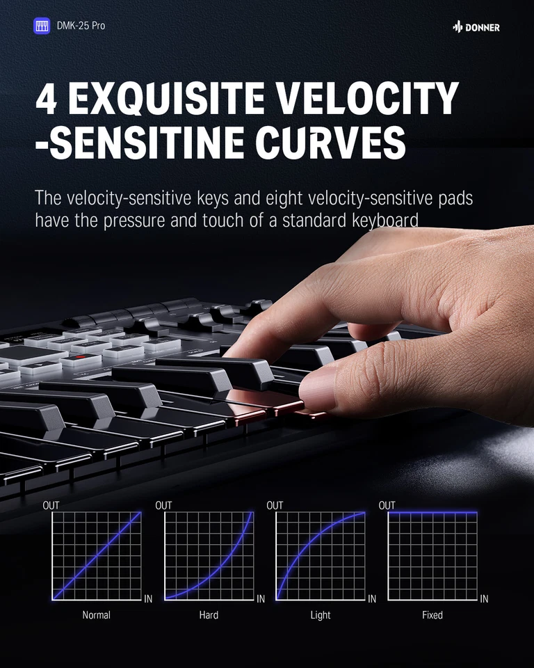 🎹Donner USB MIDI Keyboard Controller OLED Screen 25Key 8 Backlit Drum Touch Bar - Image 4 of 4