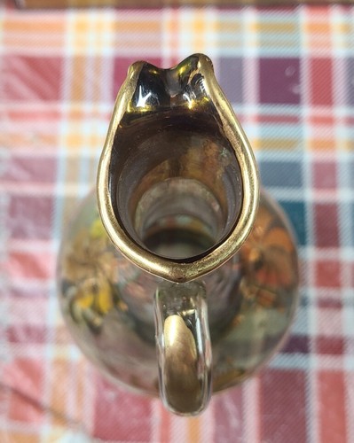 Vintage MCM Smoke Glass Liquor Cordial Decanter Gold Flowers - Picture 11 of 15
