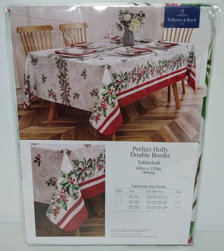 Villeroy & Boch TableCloth 60 x 102 Perfect Holly Double Border New in Package - Picture 2 of 2
