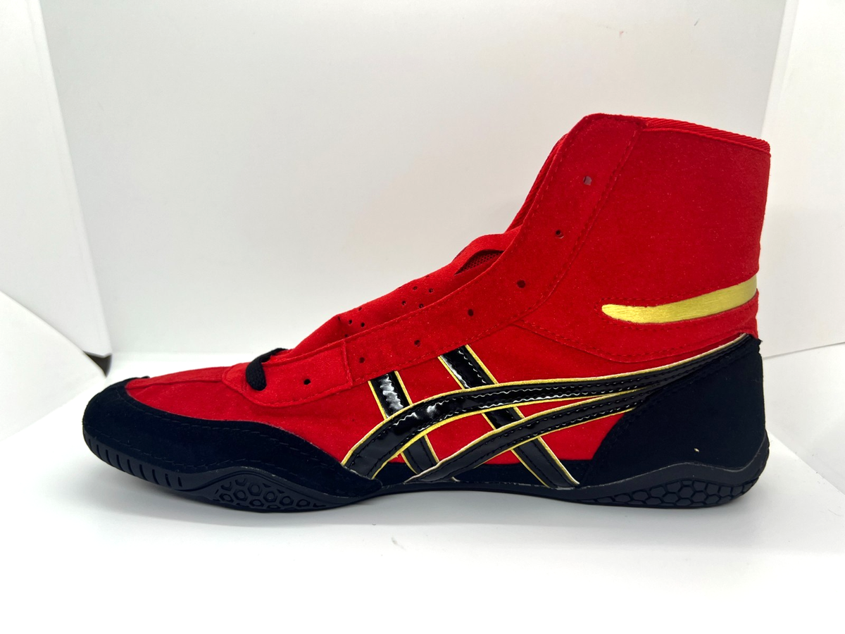 asics Boxing Wrestling Shoes Red and Black Gold 1083A001 NEW EX-EO