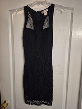Body CENTRAL *Little Black Dress* Lace Mini Dress Sz L Body contour Zip Back
