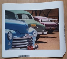 Amerikanische Oldtimer Cars, Autos, Vintage, Druck auf Leinen,  40 X 30 cm, Neu