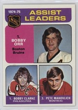 1975-76 Topps League Leaders Bobby Clarke Orr Pete Mahovlich #209 HOF 0q4x