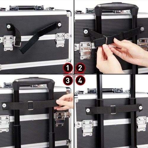 Aluminum 4 In 1 Rolling Makeup Train Case Salon Cosmetic Trolley Organizer Box - Picture 3 of 6