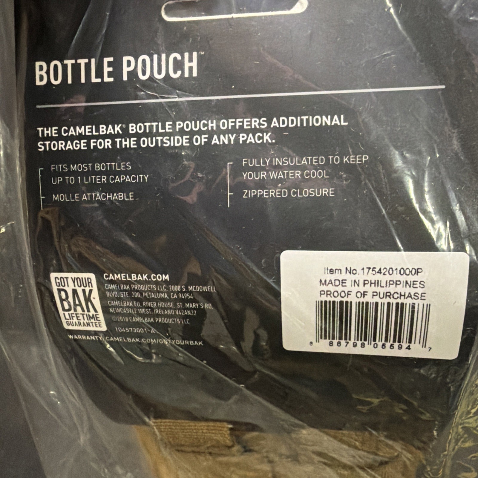 CAMELBAK MAXGEAR WATER BOTTLE CARRIER POUCH COYOTE TAN