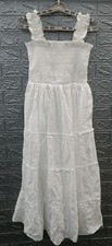 New QUINCE 100% Organic Cotton Eyelet Smocked Sleeveless Midi Dress White Sz S