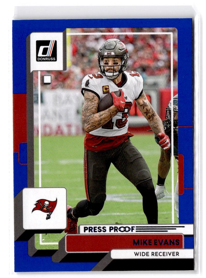 2022 Donruss Mike Evans #252 Blue Press Proof Tampa Bay Buccaneers