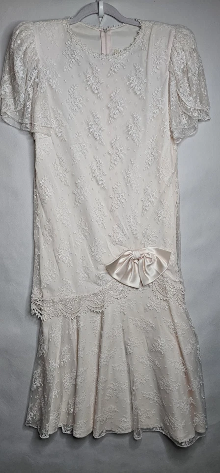 Vestido de encaje rosa bebé de colección para mujer talla 10 Barbara Chodos para Michael Marcella Ltd. Foto 2 de 4