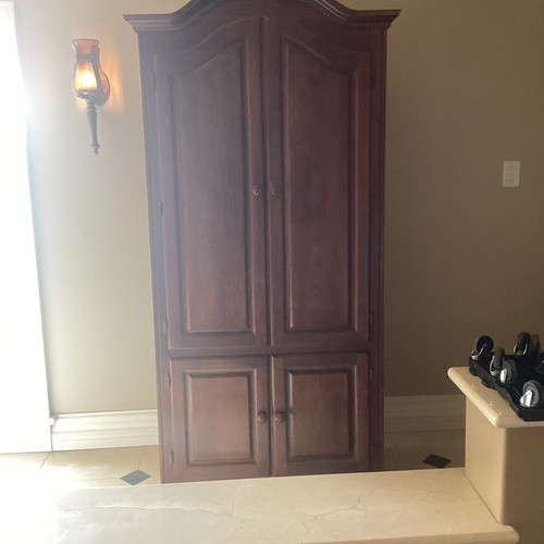 Brown Wooden Freestanding Wardrobe, 4 Hinged Doors, Bedroom, Medium Wood